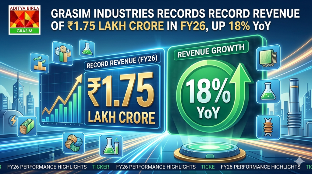 Grasim Industries Records Record Revenue of ₹1.75 Lakh Crore in FY26, Up 18% YoY