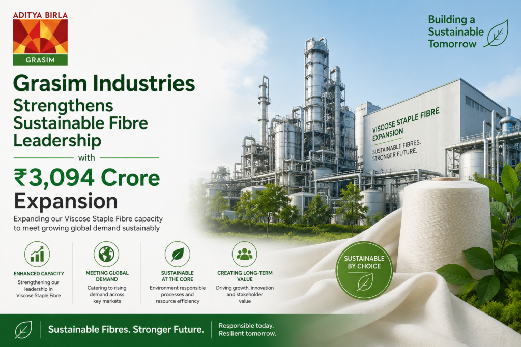 Generate image for - Grasim Industries Strengthens Sustainable Fibre Leadership with ₹3,094 Crore Expansion